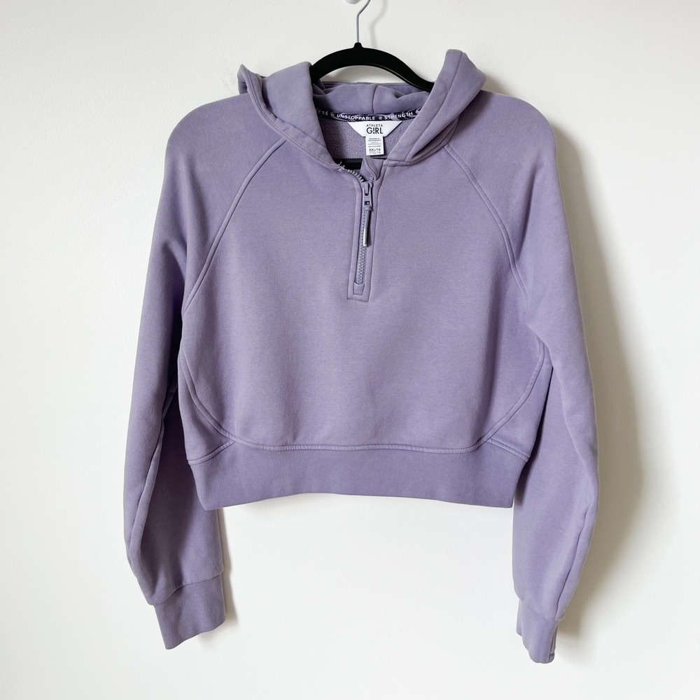 Athleta‎ Girl 1/4 Zip Hoodie Sweatshirt Purple Girls XXL 16